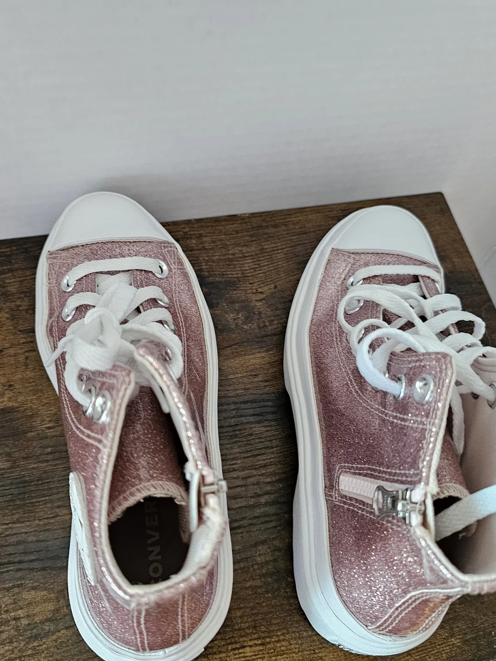 Converse Pink Glitter Platform High-Top Sneakers